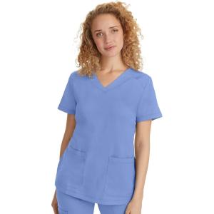 Healing Hands Scrubs for Women Jill Scrub Top V-Neck Modern Fit with 2 Patch Pockets and 2-Way Stretch Fabric 2320(Ceil)