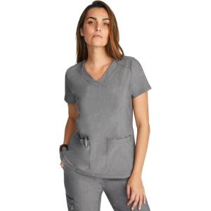Healing Hands Scrubs for Women Jill Scrub Top V-Neck Modern Fit with 2 Patch Pockets and 2-Way Stretch Fabric 2320(Heather Grey)