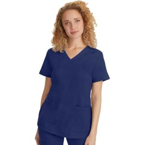 Healing Hands Scrubs for Women Jill Scrub Top V-Neck Modern Fit with 2 Patch Pockets and 2-Way Stretch Fabric 2320(Navy)
