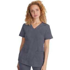 Healing Hands Scrubs for Women Jill Scrub Top V-Neck Modern Fit with 2 Patch Pockets and 2-Way Stretch Fabric 2320(Pewter)