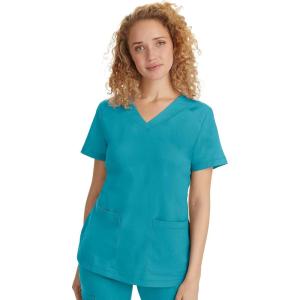 Healing Hands Scrubs for Women Jill Scrub Top V-Neck Modern Fit with 2 Patch Pockets and 2-Way Stretch Fabric 2320(Teal)