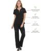 Healing Hands Scrubs top for Women 3 Pocket Zipper Y-Neck Women’s Scrub Top Light Breathable Stretch Fabric 2254 Sonia HH360(Black)