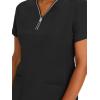 Healing Hands Scrubs top for Women 3 Pocket Zipper Y-Neck Women’s Scrub Top Light Breathable Stretch Fabric 2254 Sonia HH360(Black)