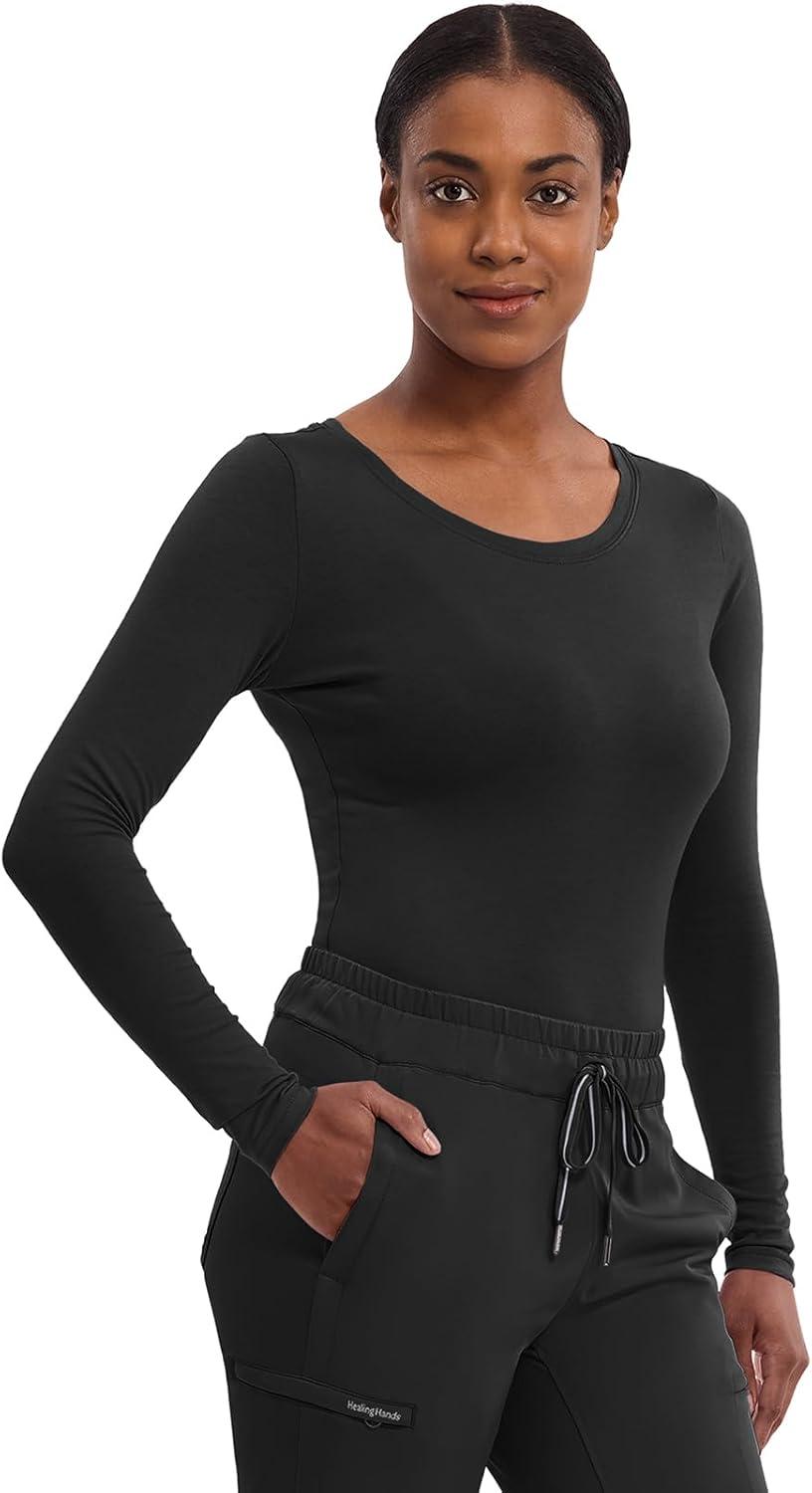 image:imageHealing Hands Womens Underscrub Soft Knit Melissa Longsleeve Scrub Tee with Breathable amp Easy Care Fabric 5047Black