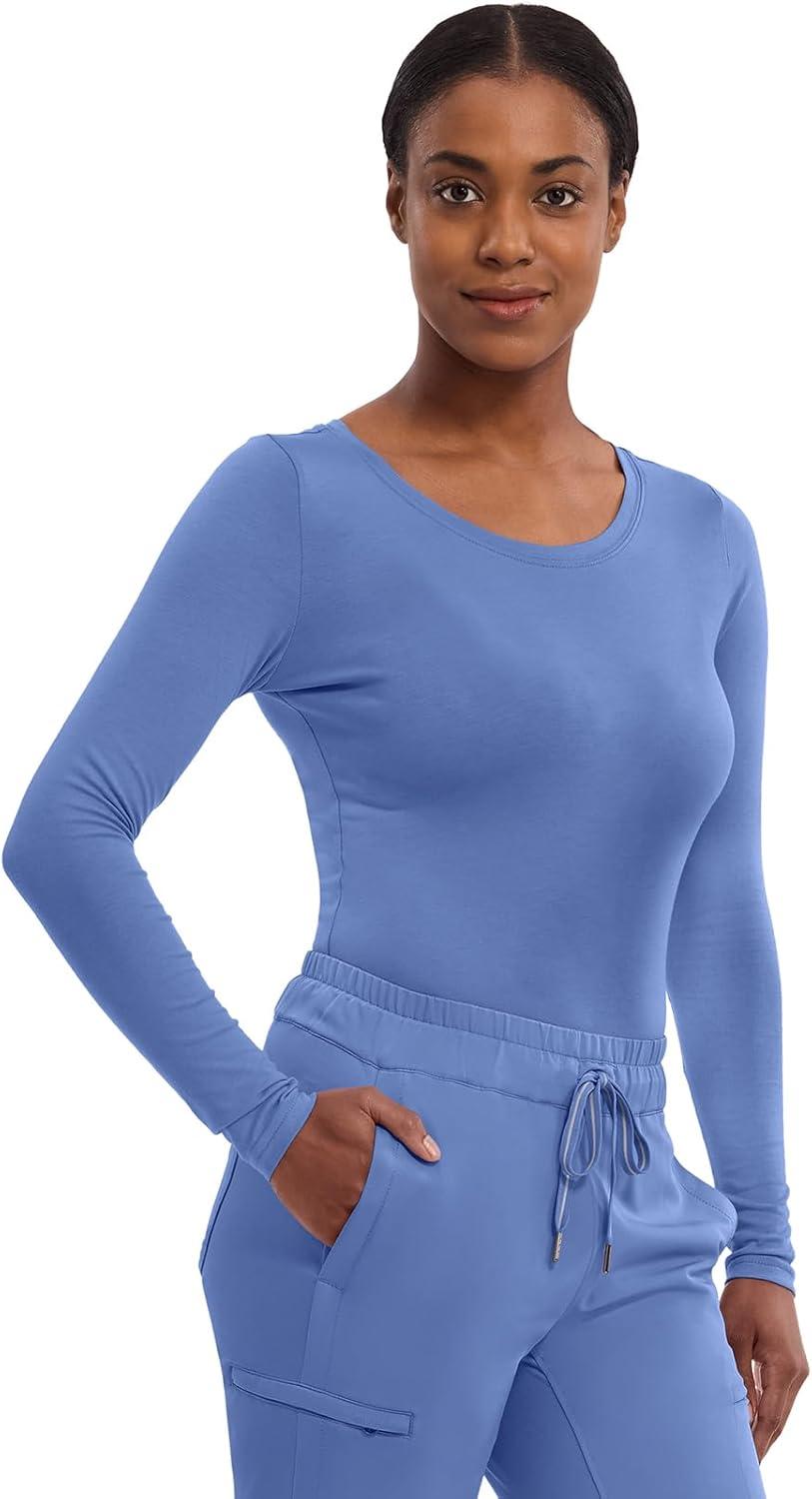 image:imageHealing Hands Womens Underscrub Soft Knit Melissa Longsleeve Scrub Tee with Breathable amp Easy Care Fabric 5047Ceil Blue