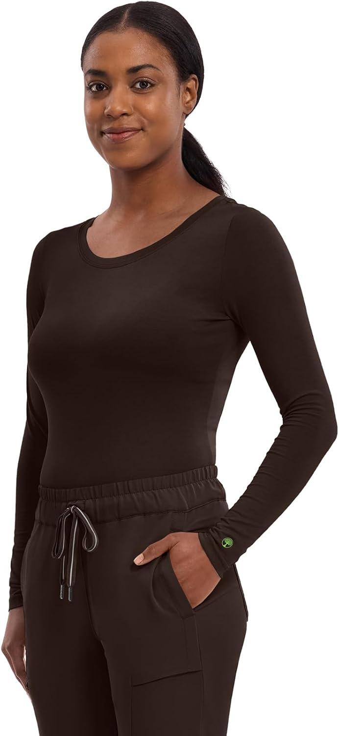 image:imageHealing Hands Womens Underscrub Soft Knit Melissa Longsleeve Scrub Tee with Breathable amp Easy Care Fabric 5047Dark Chocolate