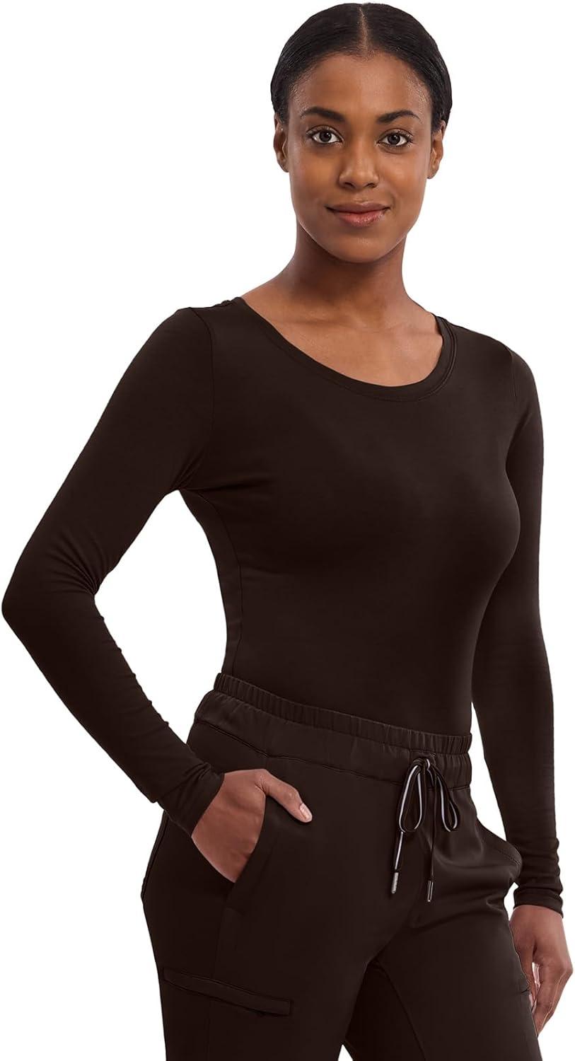 image:imageHealing Hands Womens Underscrub Soft Knit Melissa Longsleeve Scrub Tee with Breathable amp Easy Care Fabric 5047Dark Chocolate