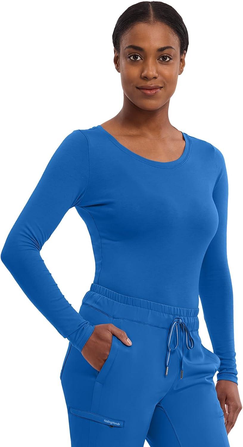 image:imageHealing Hands Womens Underscrub Soft Knit Melissa Longsleeve Scrub Tee with Breathable amp Easy Care Fabric 5047Royal