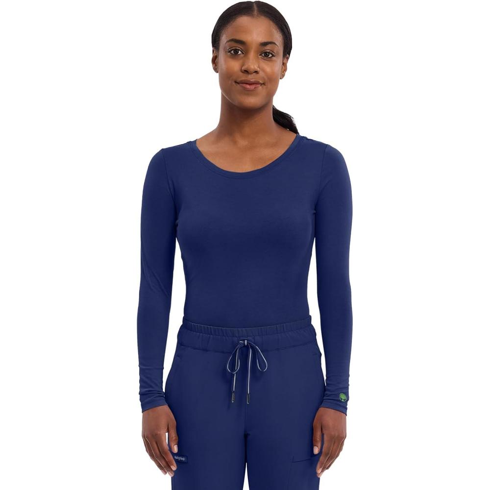 image:imageHealing Hands Womens Underscrub Soft Knit Melissa Longsleeve Scrub Tee with Breathable amp Easy Care Fabric 5047Navy