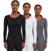 Healing Hands Women’s Underscrub Soft Knit Melissa Longsleeve Scrub Tee with Breathable & Easy Care Fabric 5047(Black / White / Pewter – 3 Pack)