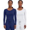 Healing Hands Women’s Underscrub Soft Knit Melissa Longsleeve Scrub Tee with Breathable & Easy Care Fabric 5047(Navy / White – 2 Pack)