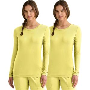 Healing Hands Women’s Underscrub Soft Knit Melissa Longsleeve Scrub Tee with Breathable & Easy Care Fabric 5047(Canary – 2 Pack)