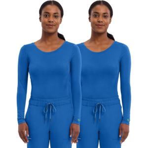 Healing Hands Women’s Underscrub Soft Knit Melissa Longsleeve Scrub Tee with Breathable & Easy Care Fabric 5047(Royal – 2 Pack)