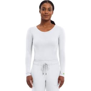 Healing Hands Women’s Underscrub Soft Knit Melissa Longsleeve Scrub Tee with Breathable & Easy Care Fabric 5047(White)